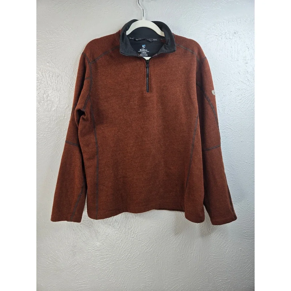 Kuhl Revel 1/4 Zip Fleece Pullover Sweater Mens Large Rust Brown Hiking Outdoor